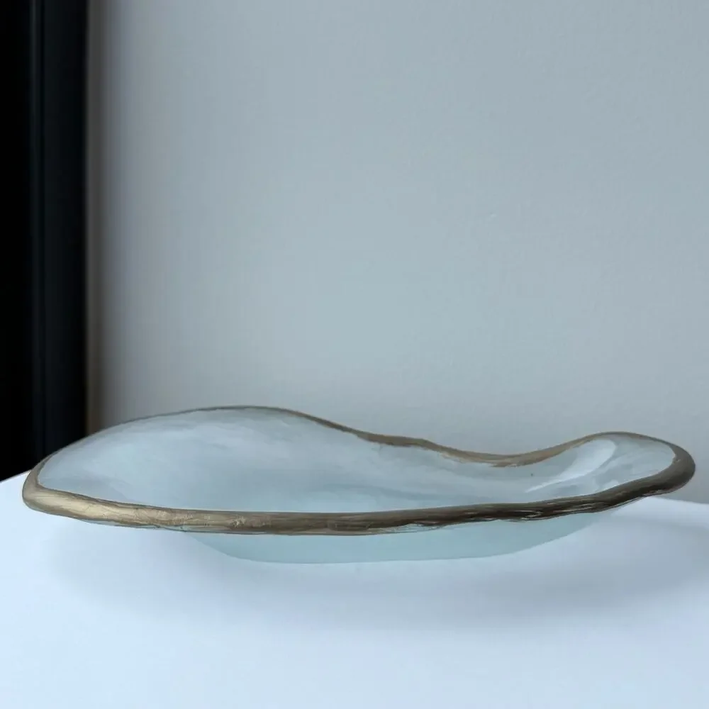 Annieglass By Annie Morhauser Glass Shells Oyster Tray - CA Distressed Gold Rim